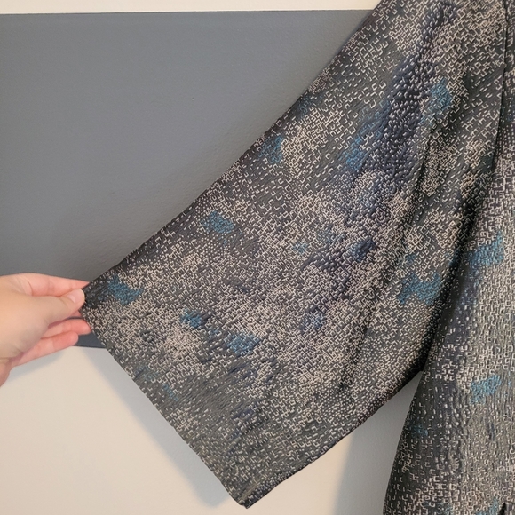 Eileen Fisher Cosmo Jacquard 3/4 Sleeve Silk Blend Jacket in Ash Size Medium - Picture 8 of 16